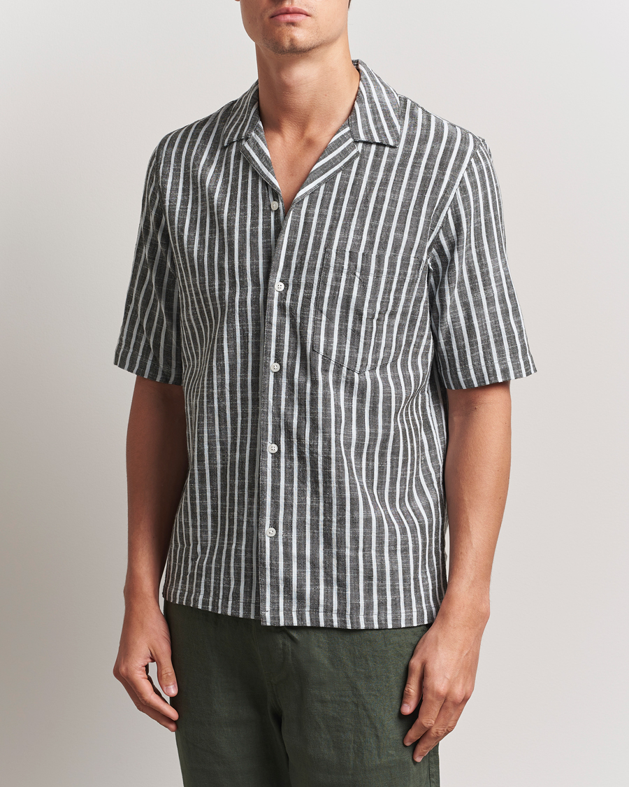 Uomini | Camicie | Samsøe Samsøe | Oscar Striped Short Sleeve Shirt Climbing Ivy