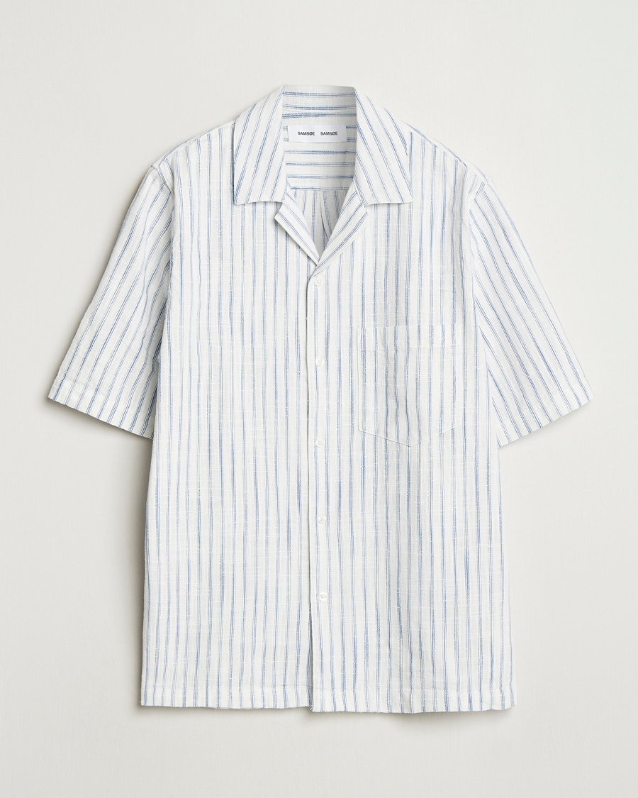 Uomini | Camicie | Samsøe Samsøe | Oscar Striped Short Sleeve Shirt Clear Cream