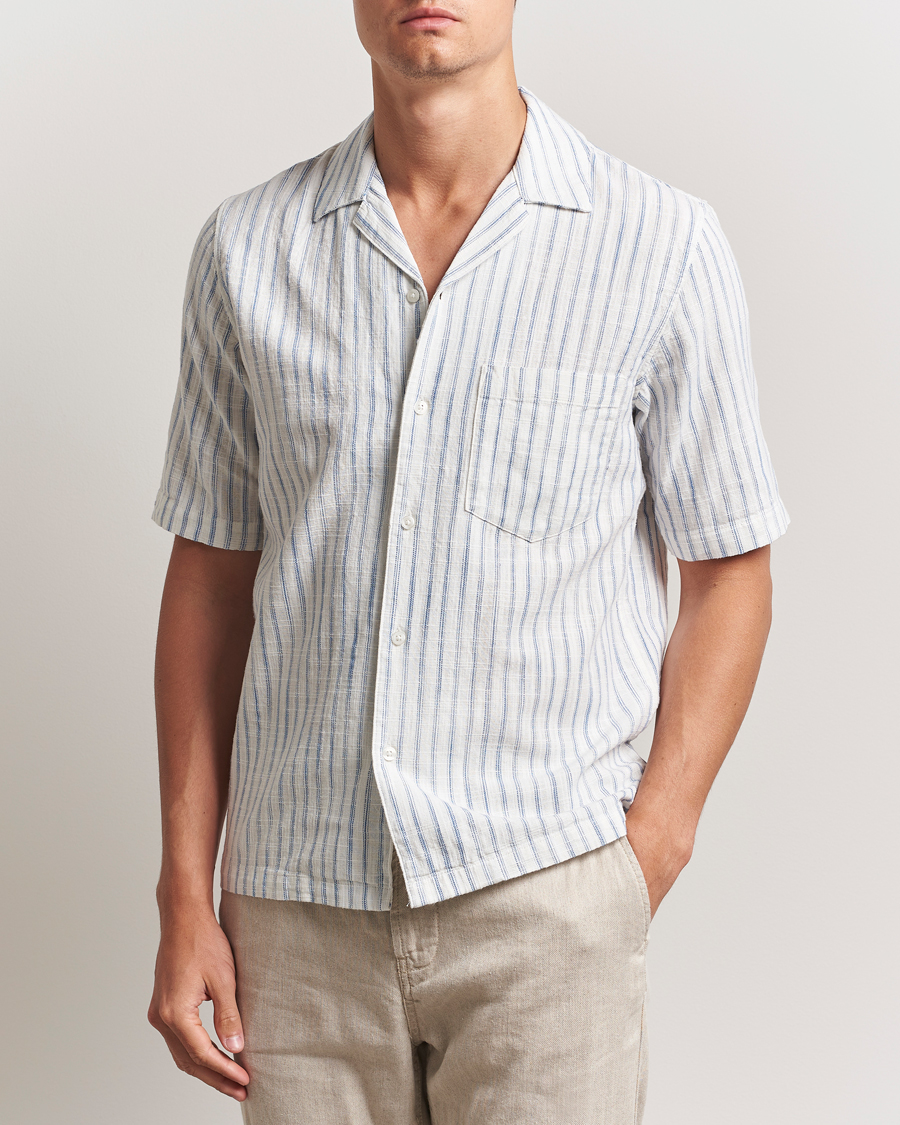 Uomini | Camicie | Samsøe Samsøe | Oscar Striped Short Sleeve Shirt Clear Cream