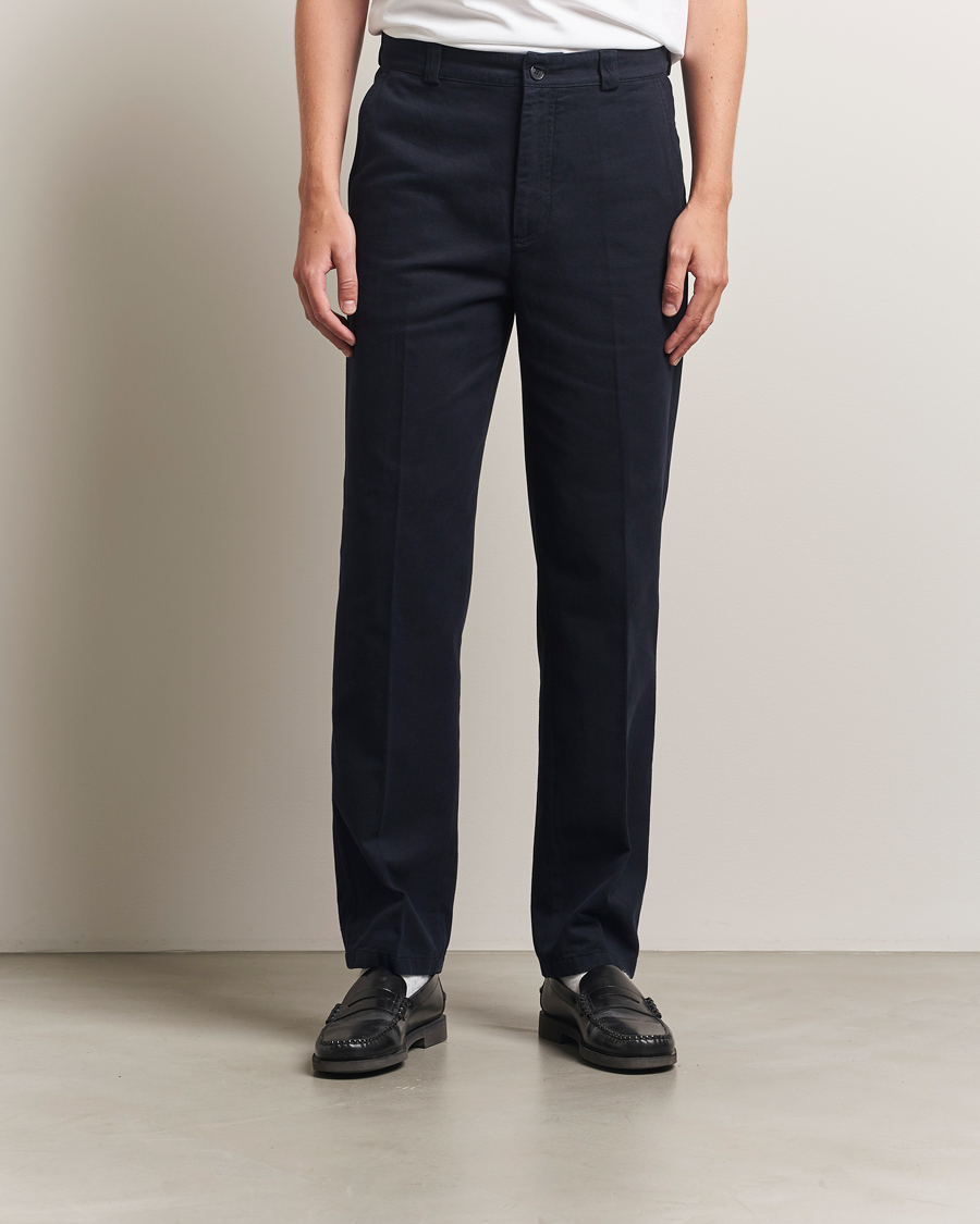 Uomini | Pantaloni | Filippa K | Cotton Chino Trousers Navy
