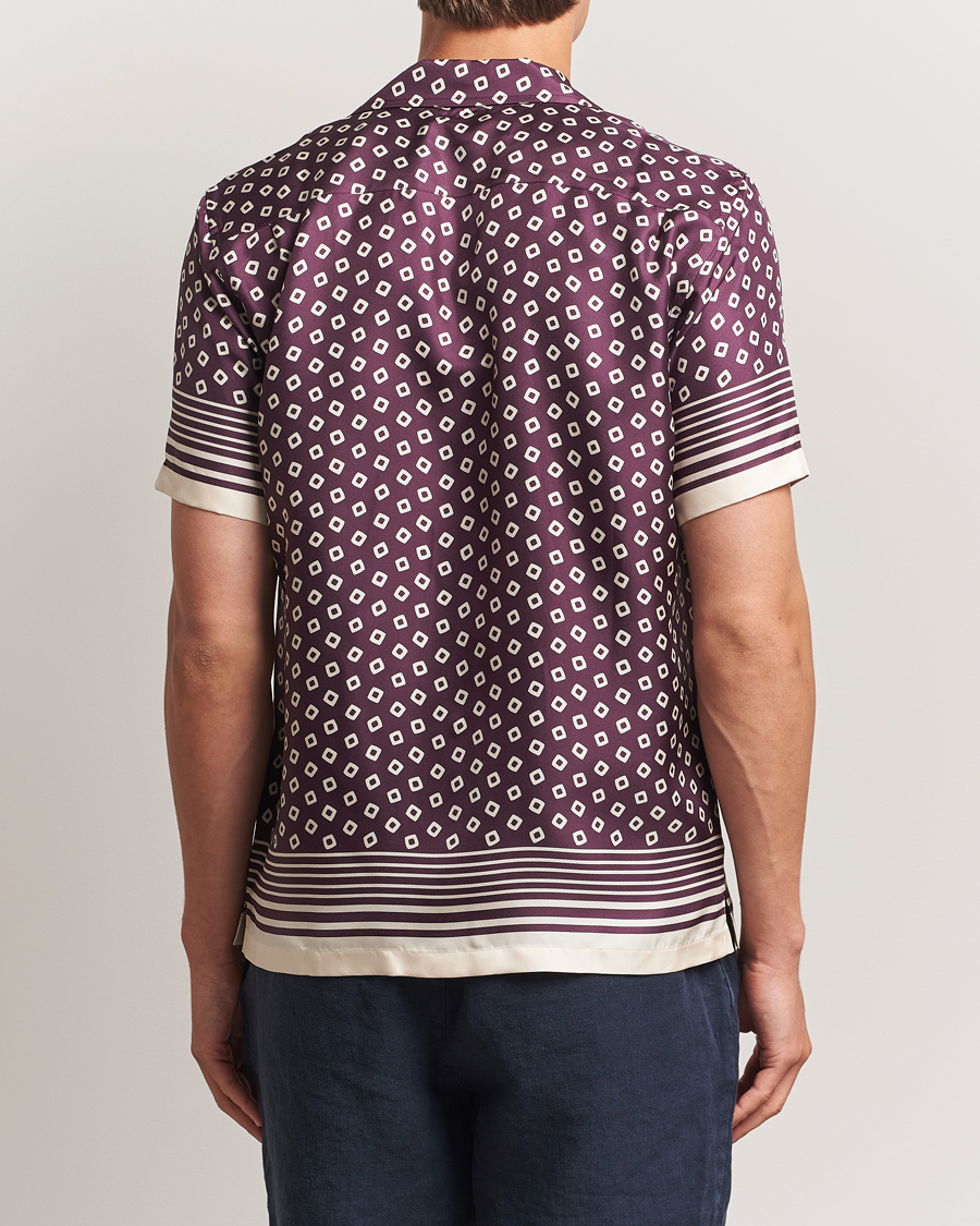Uomini | Camicie | Orlebar Brown | Maitan Silk Lumina Short Sleeve Shirt Damson/Latte