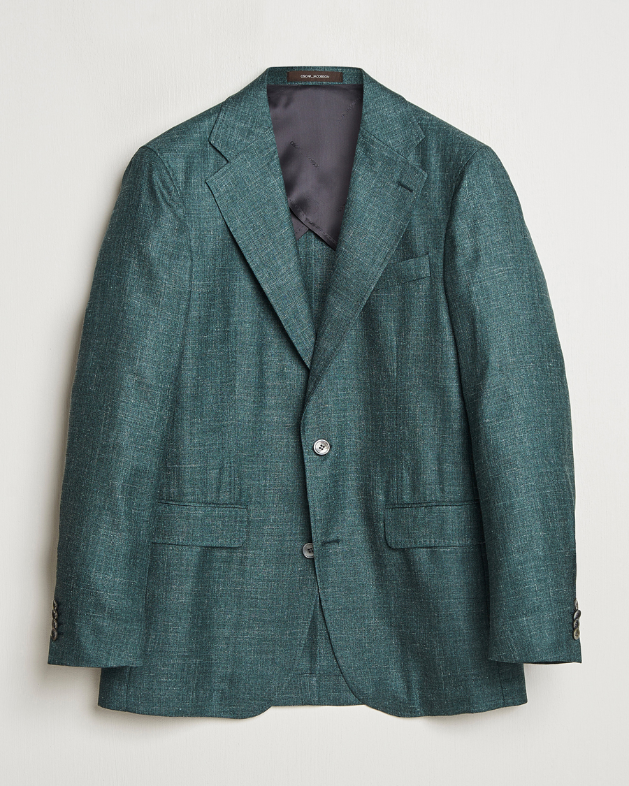 Uomini | Blazers | Oscar Jacobson | Fellow EVO Wool/Silk/Linen Blazer Green