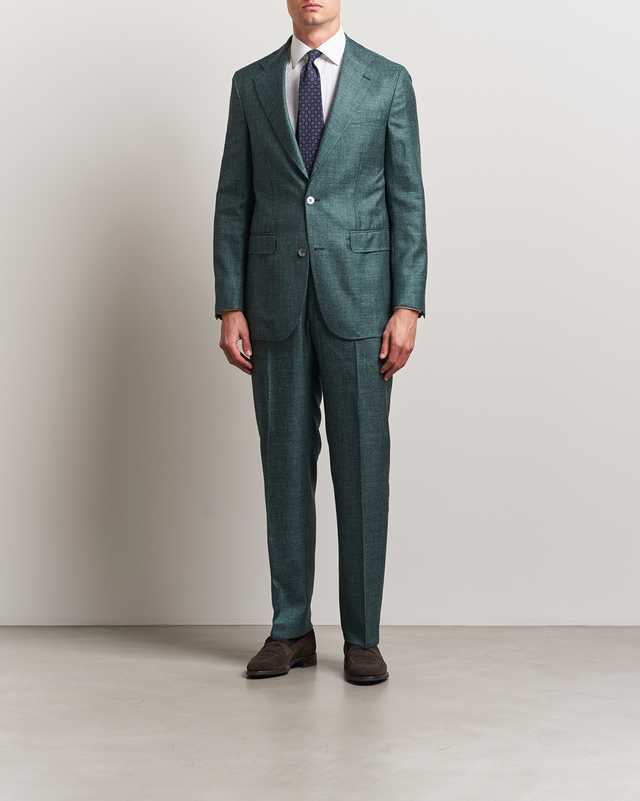 Uomini | Blazers | Oscar Jacobson | Fellow EVO Wool/Silk/Linen Blazer Green