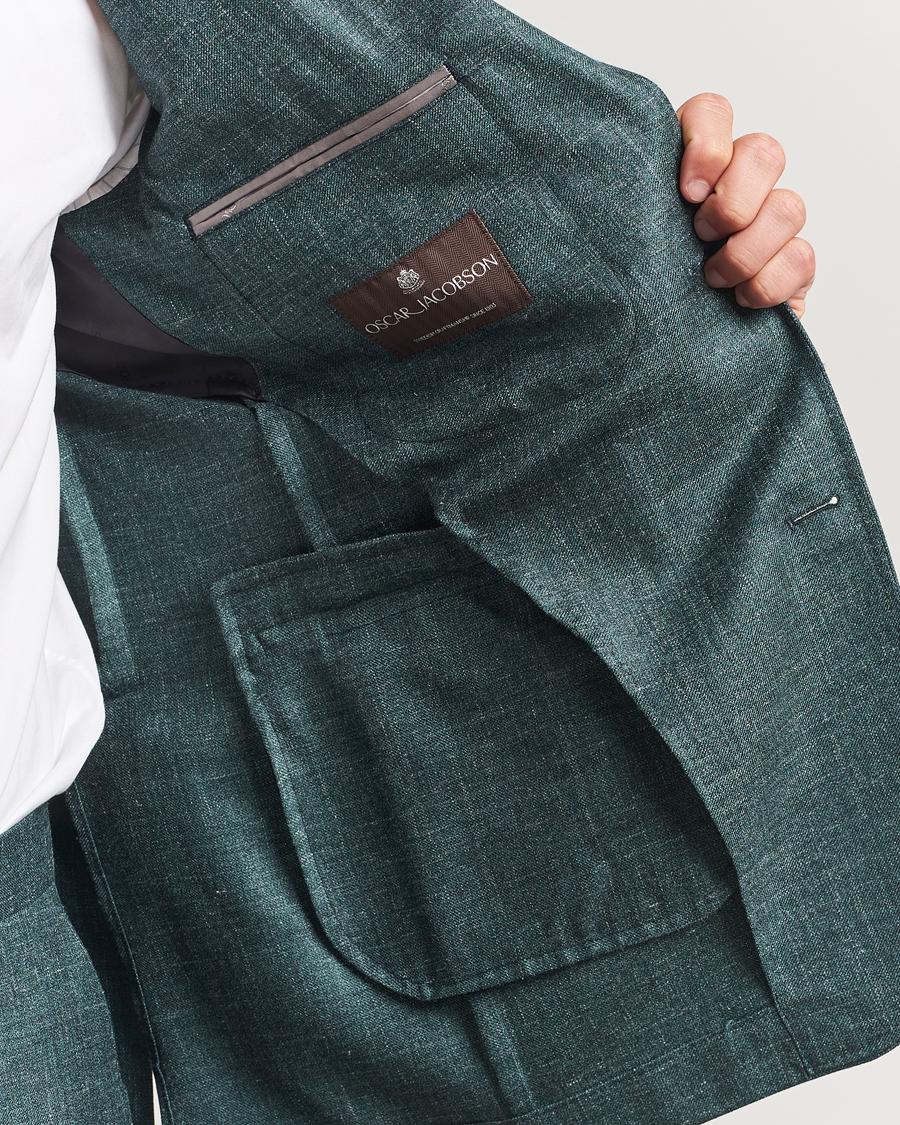 Uomini | Blazers | Oscar Jacobson | Fellow EVO Wool/Silk/Linen Blazer Green