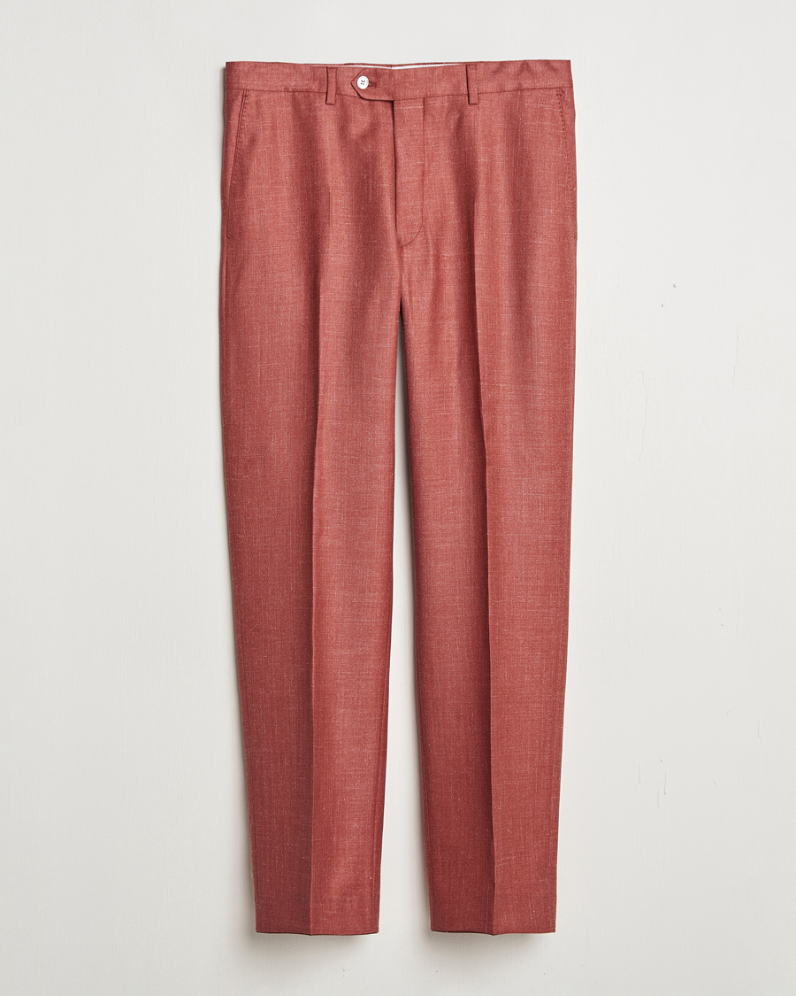 Uomini | Pantaloni | Oscar Jacobson | Del S Wool/Silk/Linen Trousers Red