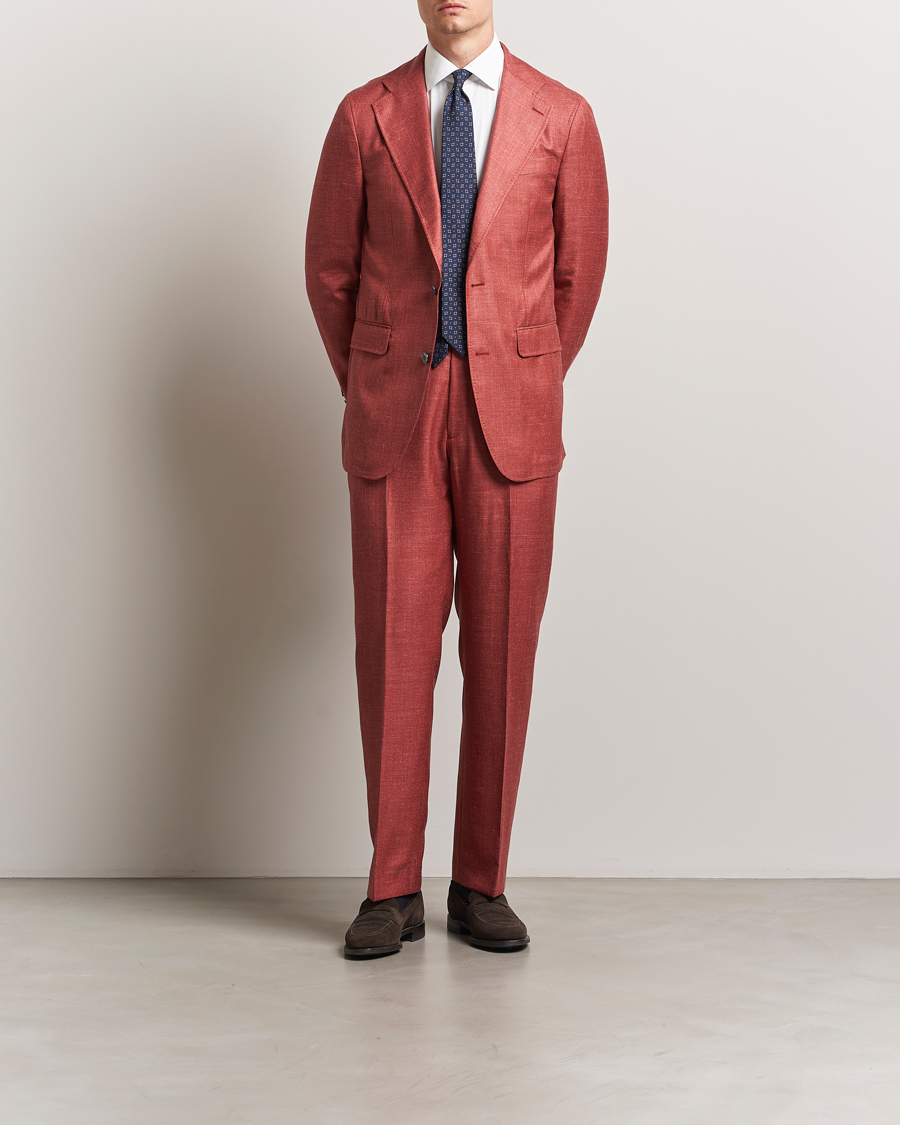 Uomini | Pantaloni | Oscar Jacobson | Del S Wool/Silk/Linen Trousers Red