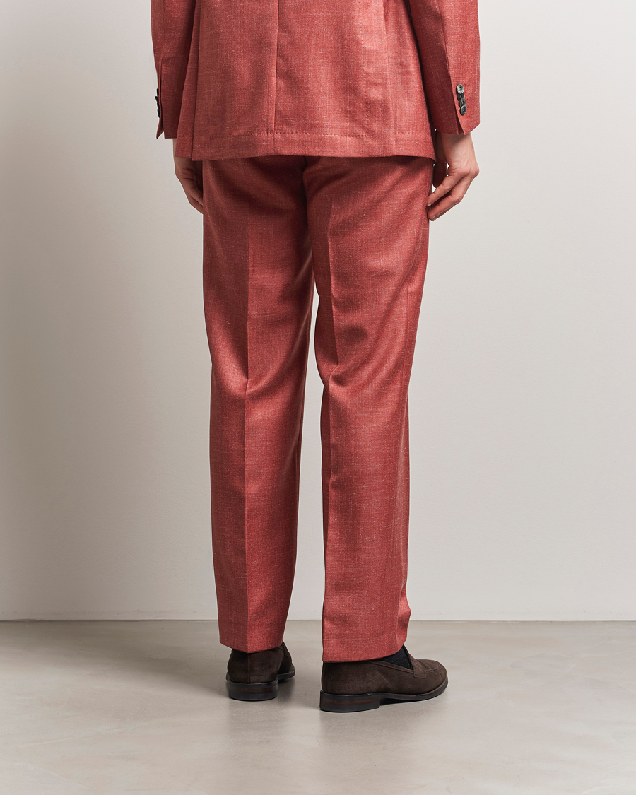 Uomini | Pantaloni | Oscar Jacobson | Del S Wool/Silk/Linen Trousers Red