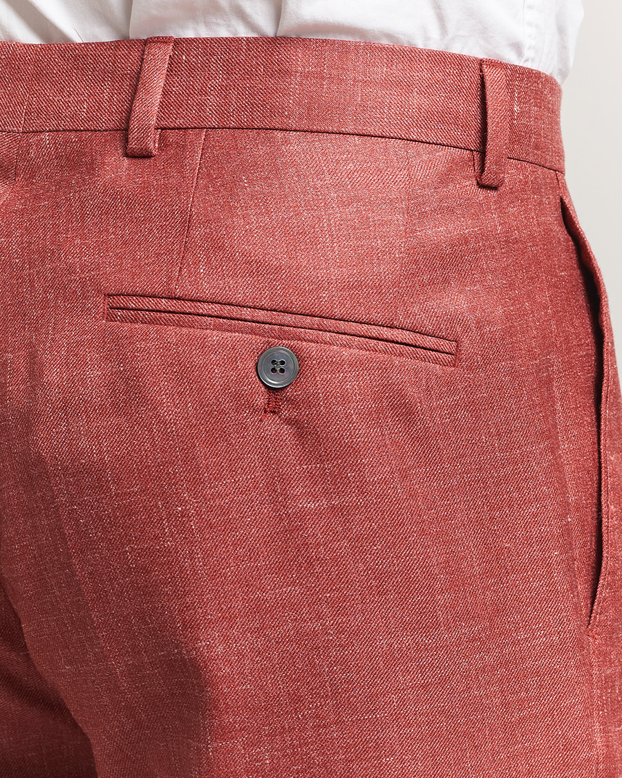 Uomini | Pantaloni | Oscar Jacobson | Del S Wool/Silk/Linen Trousers Red