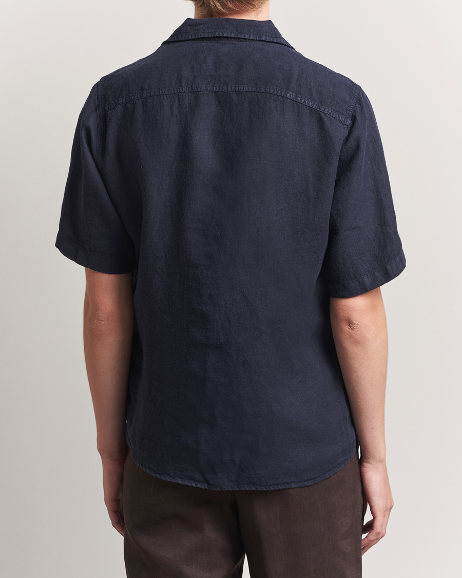 Uomini | Camicie | Oscar Jacobson | Reg Fit City Linen Shirt Navy