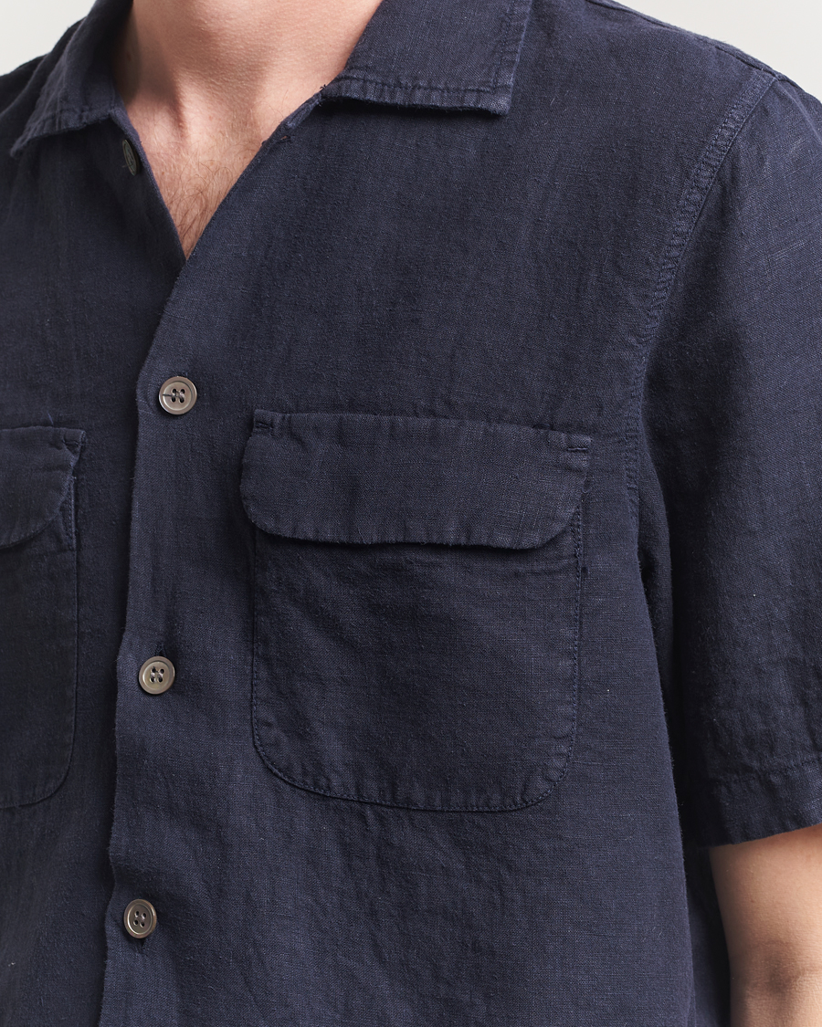 Uomini | Camicie | Oscar Jacobson | Reg Fit City Linen Shirt Navy