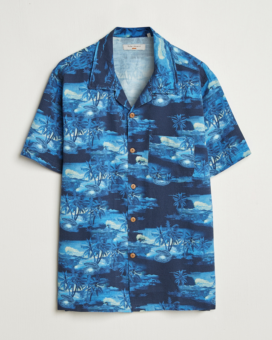 Uomini | Camicie | Nudie Jeans | Arvid Pearls Hawaii Shirt Blueberry