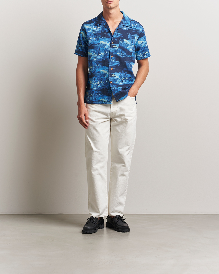 Uomini | Camicie | Nudie Jeans | Arvid Pearls Hawaii Shirt Blueberry