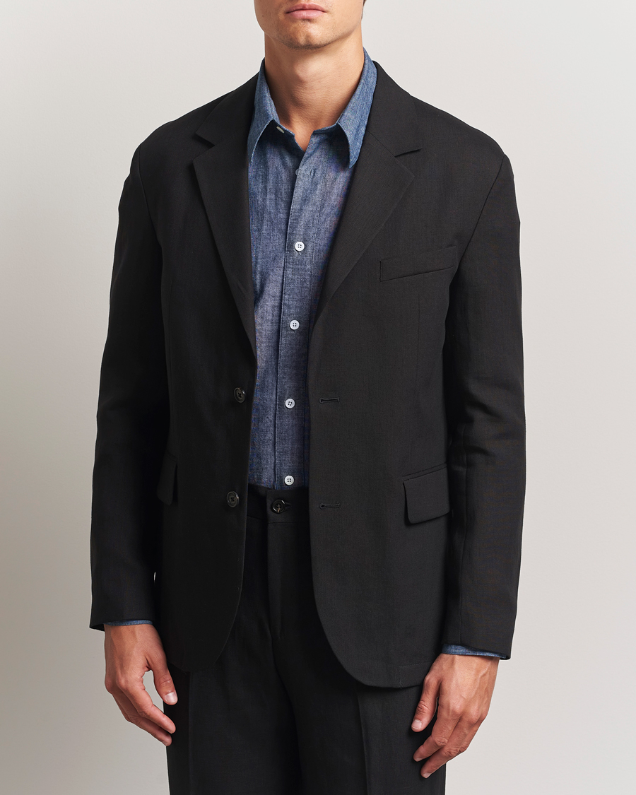 Uomini | Blazers | J.Lindeberg | Alban Unlined Super Linen Blazer Black
