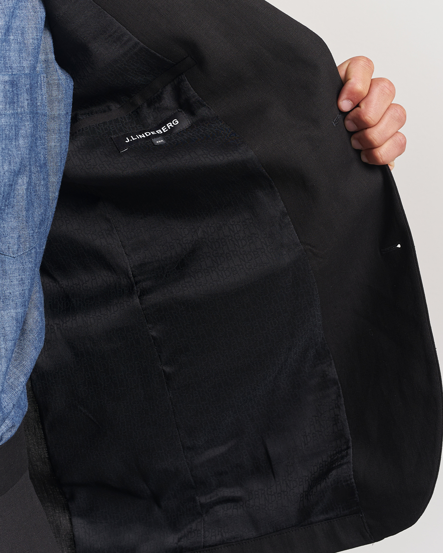 Uomini | Blazers | J.Lindeberg | Alban Unlined Super Linen Blazer Black