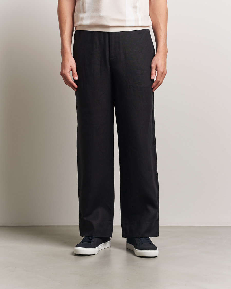 Uomini | Pantaloni | J.Lindeberg | Noah Drape Linen Pants Black