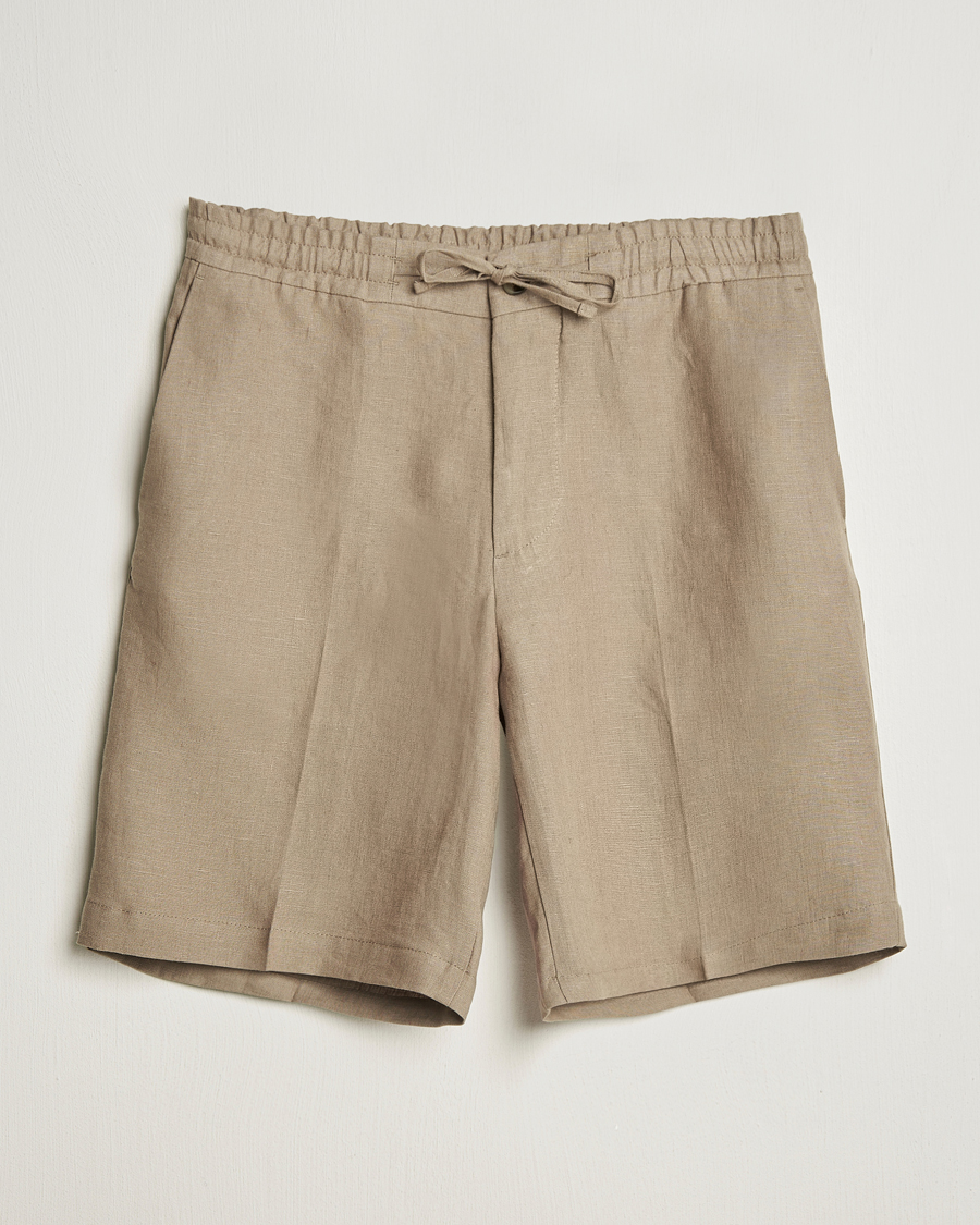 Uomini | Pantaloncini | J.Lindeberg | Brady Drape Linen Shorts Nutmeg