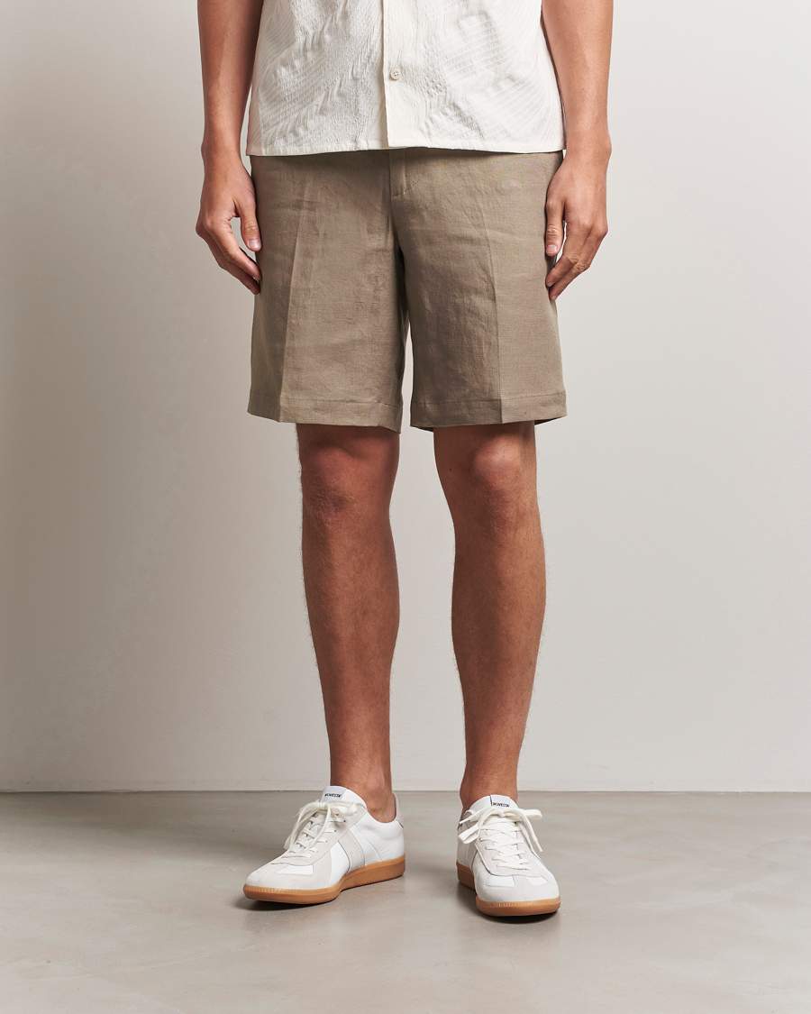 Uomini | Pantaloncini | J.Lindeberg | Brady Drape Linen Shorts Nutmeg