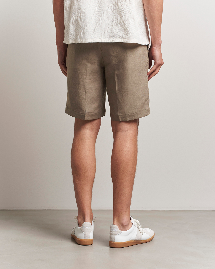 Uomini | Pantaloncini | J.Lindeberg | Brady Drape Linen Shorts Nutmeg