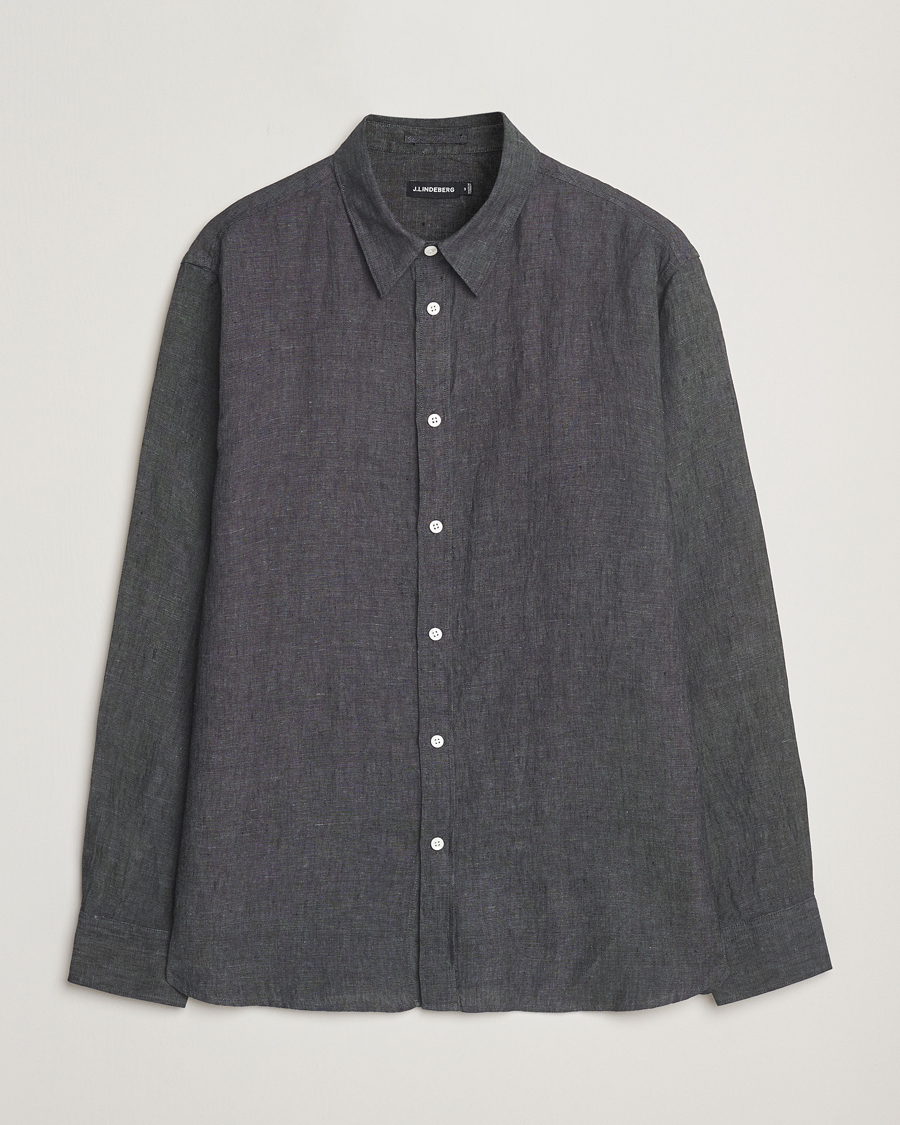 Uomini | Camicie | J.Lindeberg | Linen Melange Shirt Black