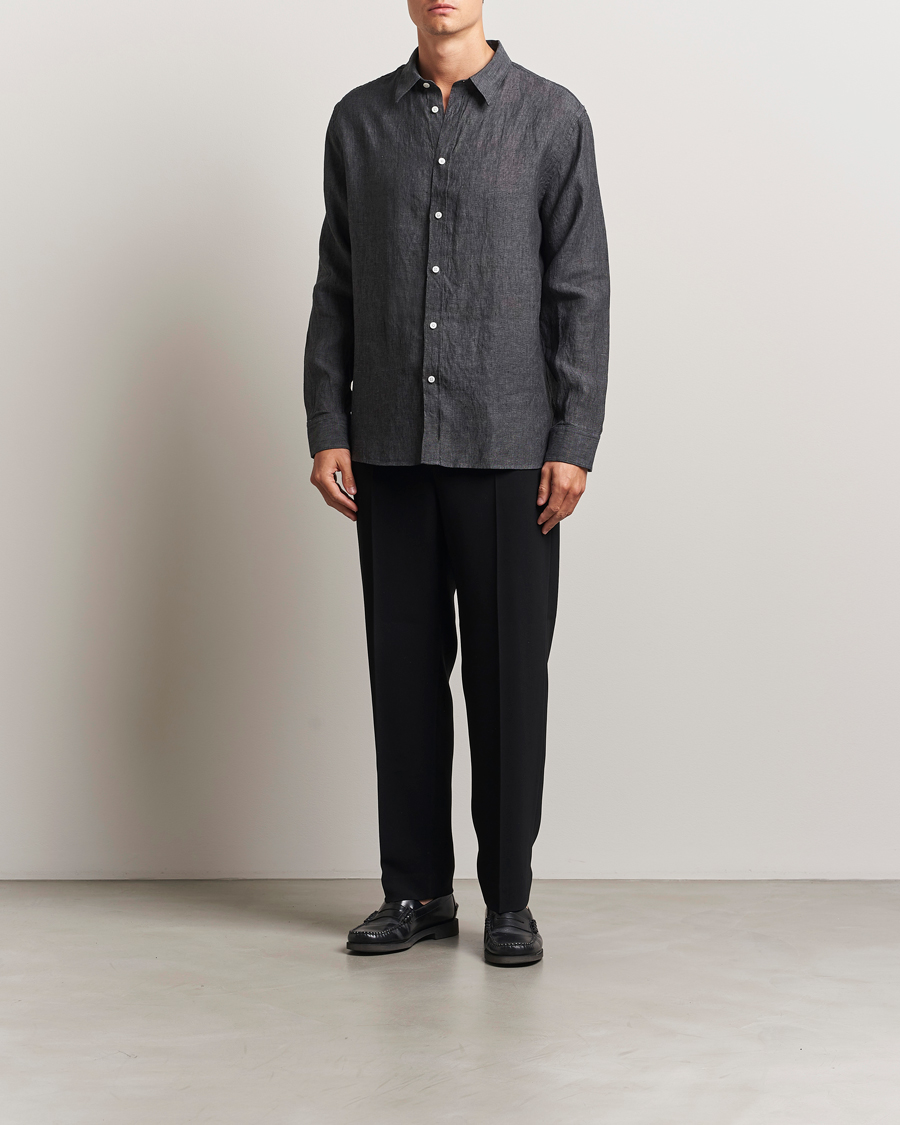 Uomini | Camicie | J.Lindeberg | Linen Melange Shirt Black