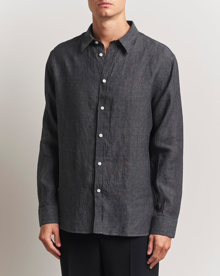 Uomini | Camicie | J.Lindeberg | Linen Melange Shirt Black