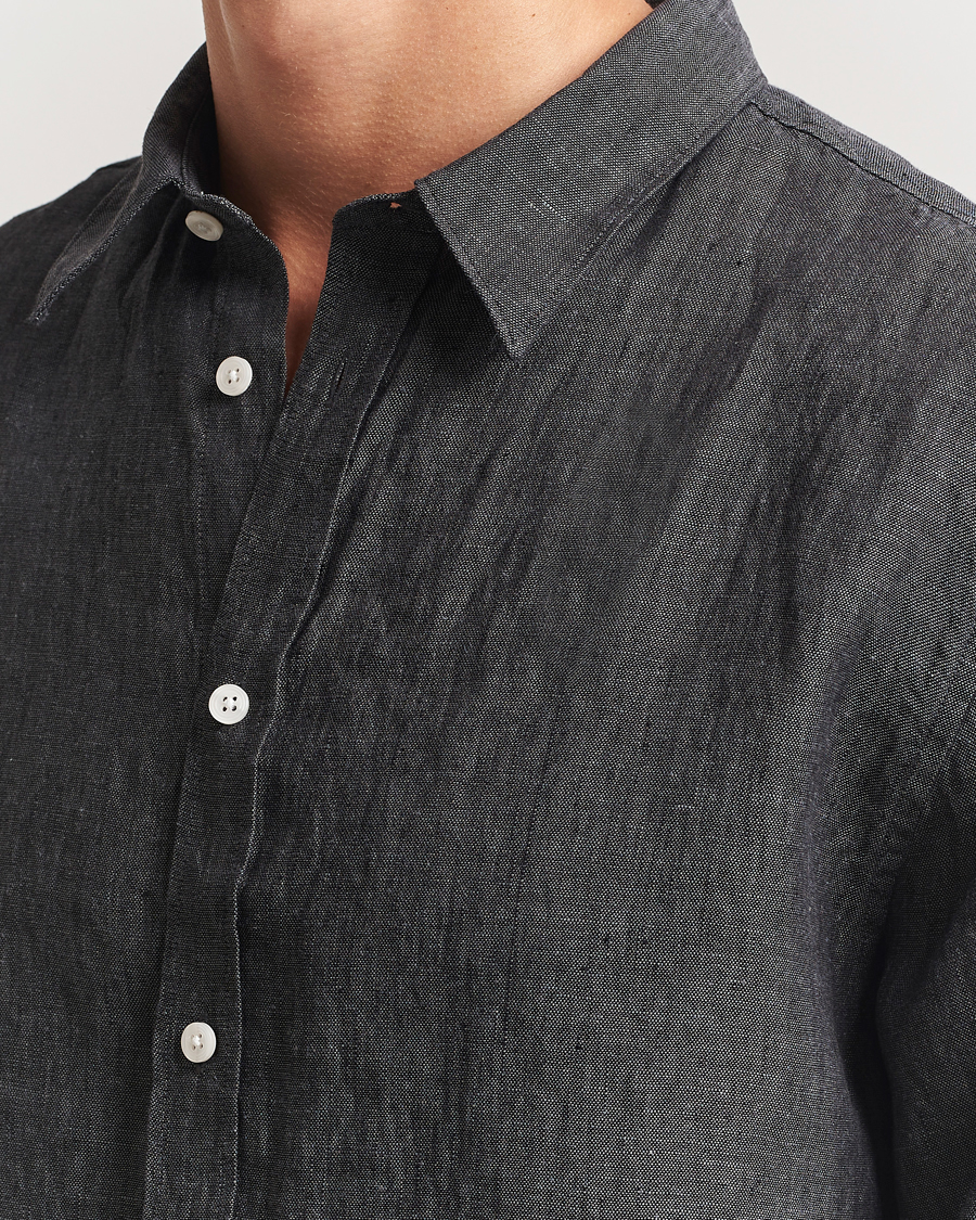 Uomini | Camicie | J.Lindeberg | Linen Melange Shirt Black