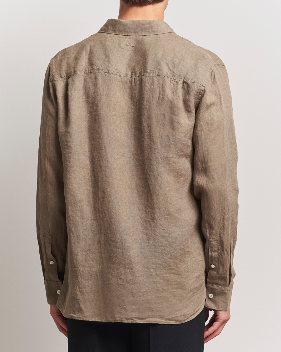 Uomini | Camicie | J.Lindeberg | Linen Melange Shirt Nutmeg