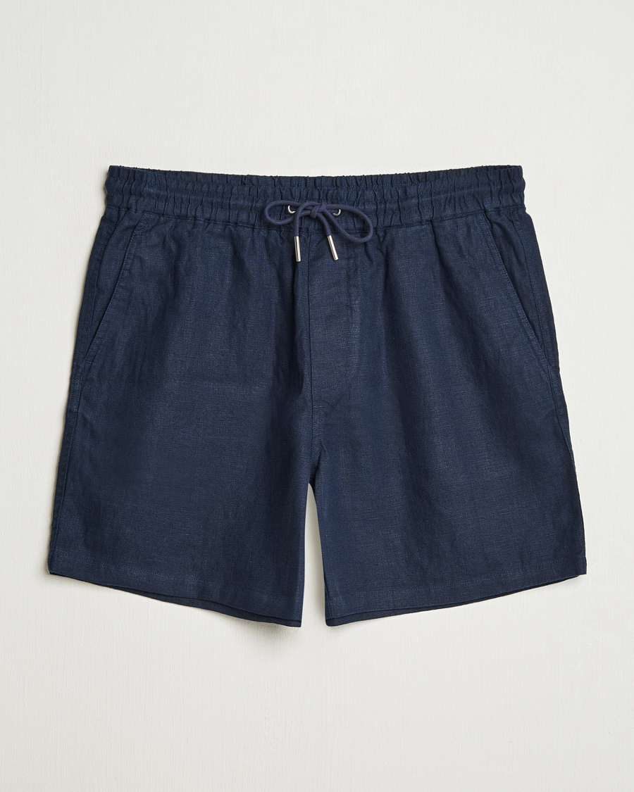 Uomini | Pantaloncini | NN07 | Gregor Linen Drawstring Shorts Navy Blue