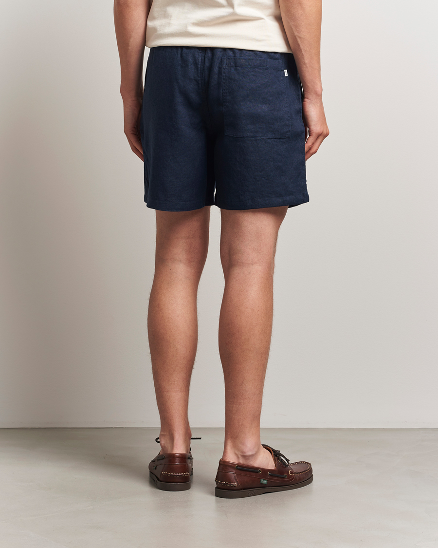 Uomini | Pantaloncini | NN07 | Gregor Linen Drawstring Shorts Navy Blue