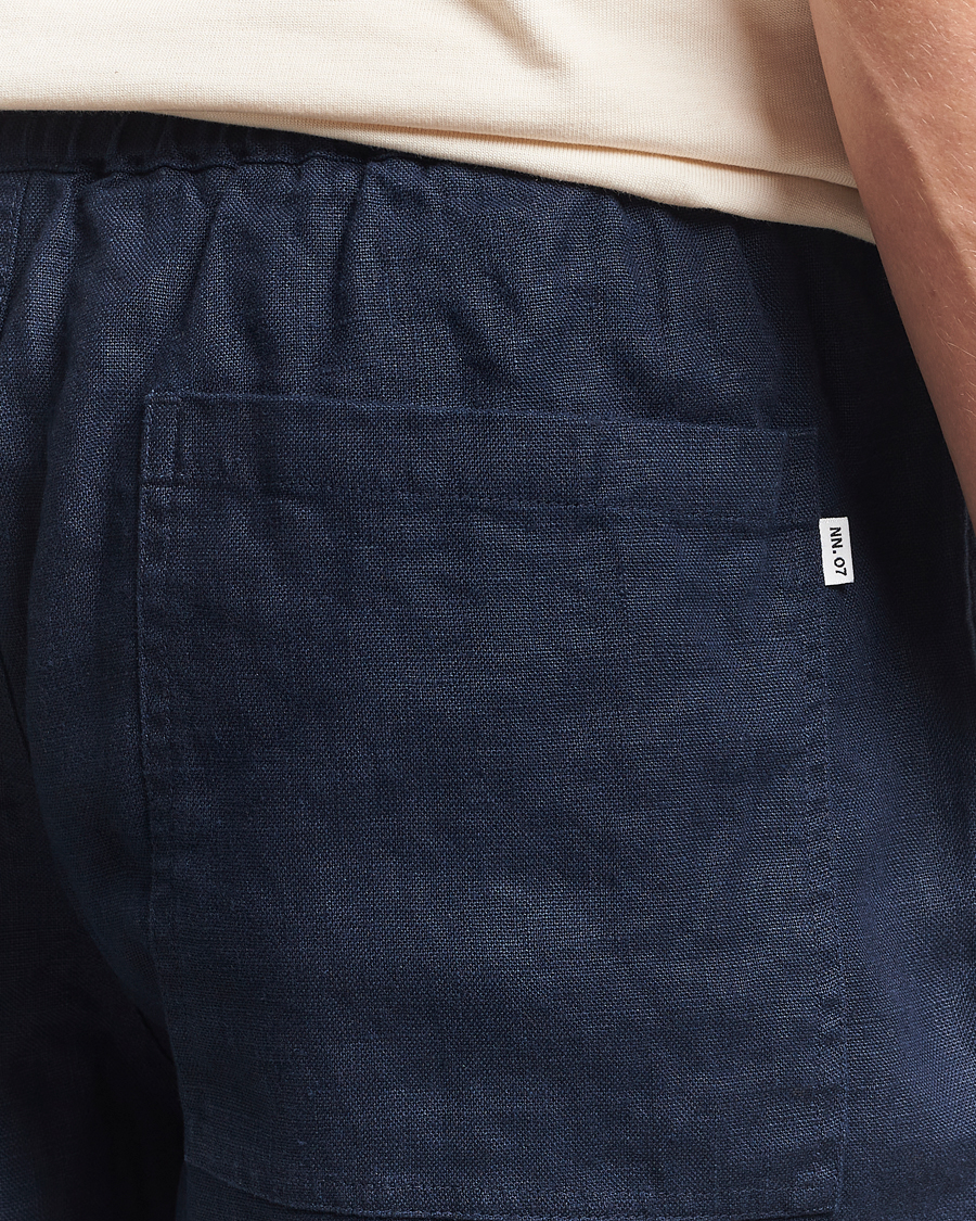 Uomini | Pantaloncini | NN07 | Gregor Linen Drawstring Shorts Navy Blue