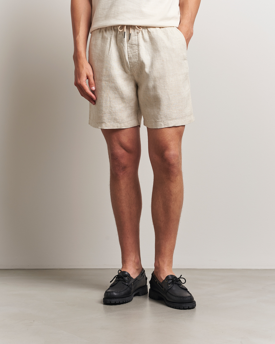 Uomini | Pantaloncini | NN07 | Gregor Linen Drawstring Shorts Oat