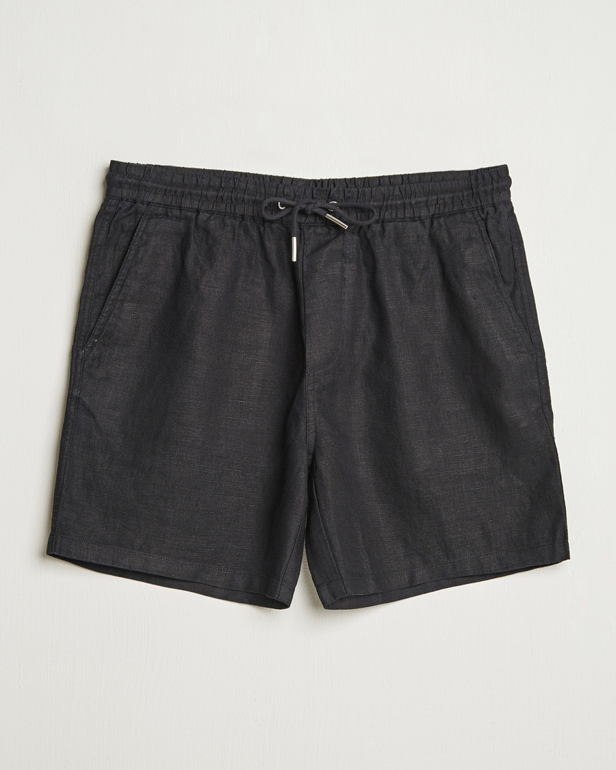 Uomini | Pantaloncini | NN07 | Gregor Linen Drawstring Shorts Black