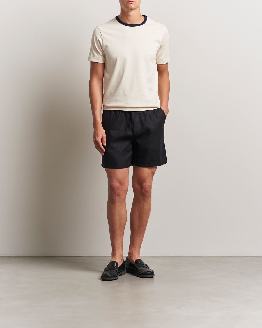 Uomini | Pantaloncini | NN07 | Gregor Linen Drawstring Shorts Black