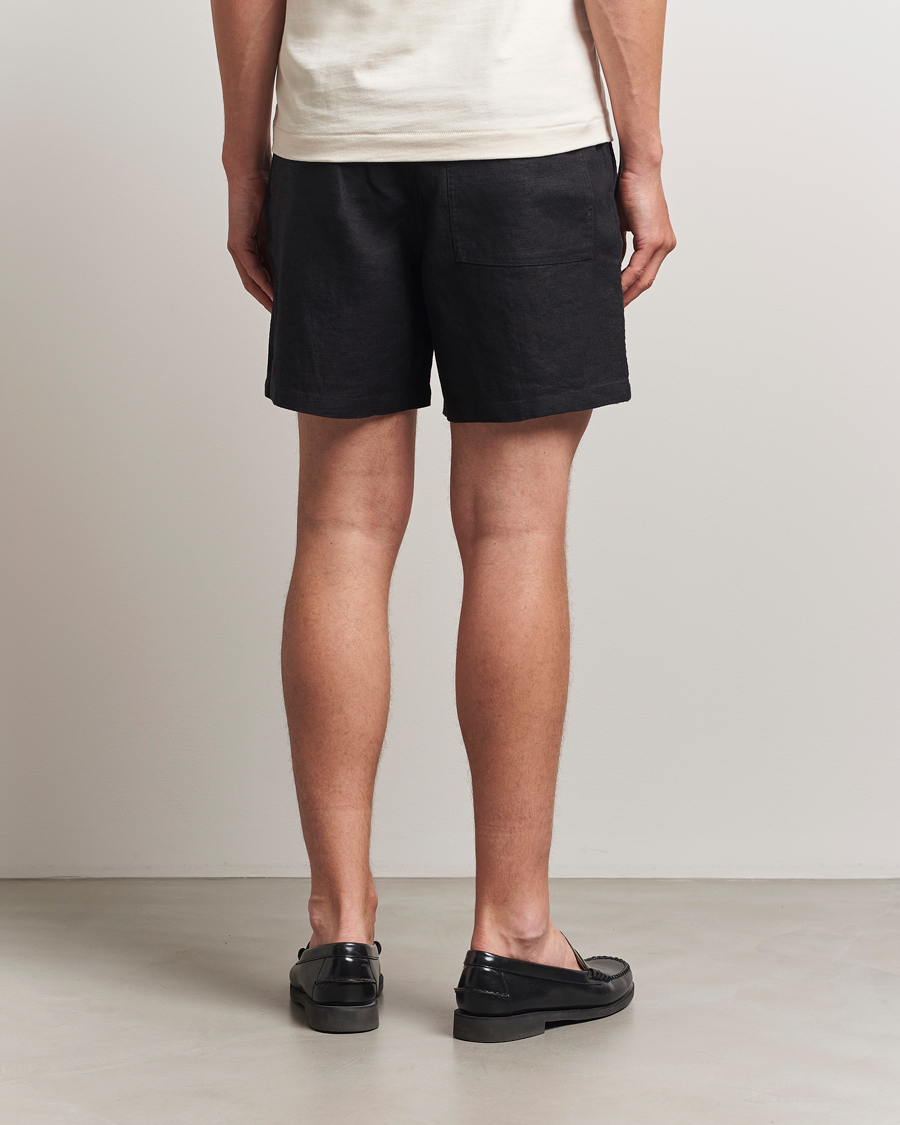 Uomini | Pantaloncini | NN07 | Gregor Linen Drawstring Shorts Black