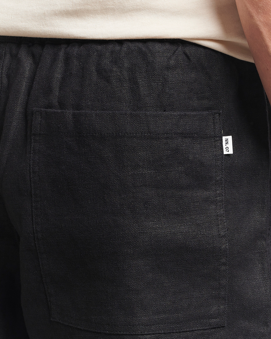 Uomini | Pantaloncini | NN07 | Gregor Linen Drawstring Shorts Black