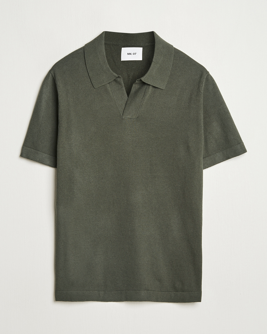 Uomini | Polo | NN07 | Ryan Cotton/Linen Polo Croc Green
