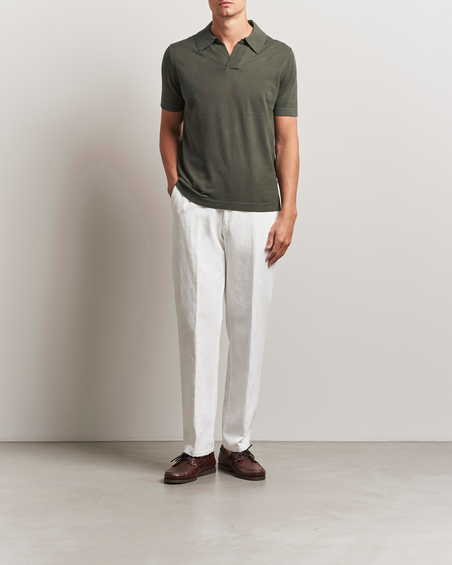 Uomini | Polo | NN07 | Ryan Cotton/Linen Polo Croc Green