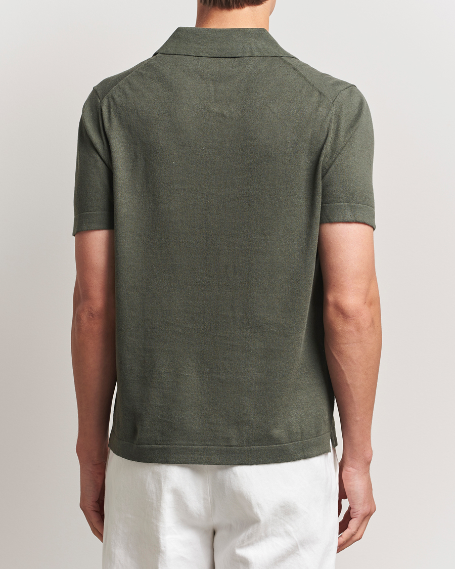 Uomini | Polo | NN07 | Ryan Cotton/Linen Polo Croc Green