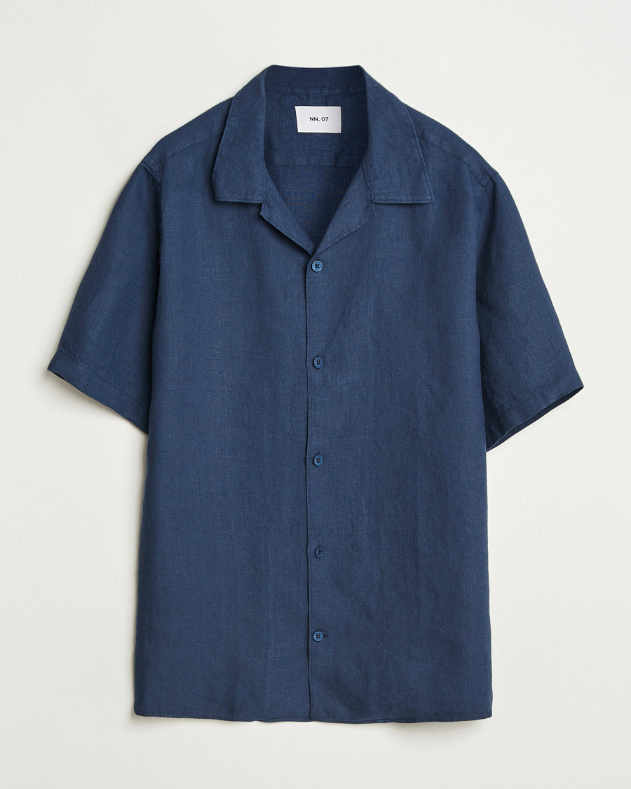 Uomini | Camicie | NN07 | Julio Linen Resort Shirt Navy Blue
