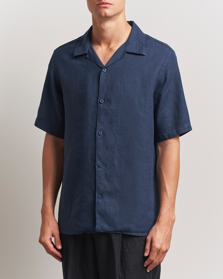Uomini | Camicie | NN07 | Julio Linen Resort Shirt Navy Blue