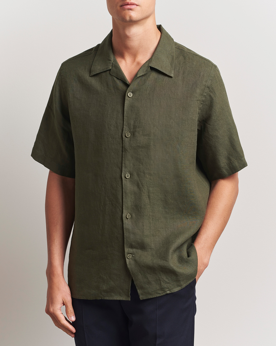 Uomini | Camicie | NN07 | Julio Linen Resort Shirt Croc Green