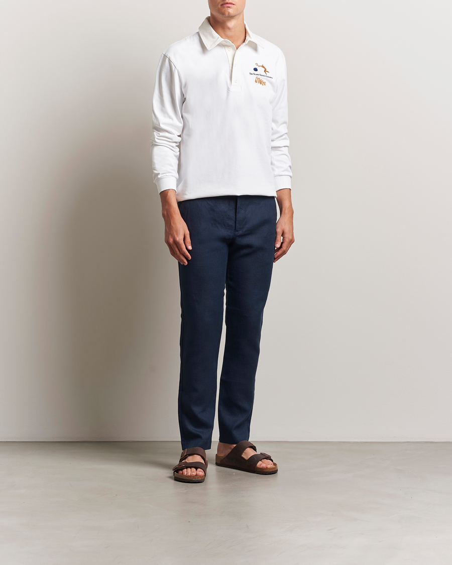 Uomini | Pantaloni | NN07 | Theo Linen Trousers Navy Blue