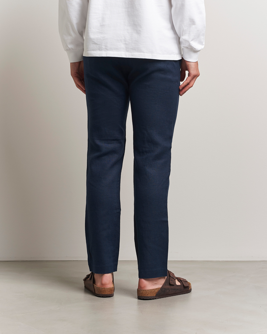 Uomini | Pantaloni | NN07 | Theo Linen Trousers Navy Blue