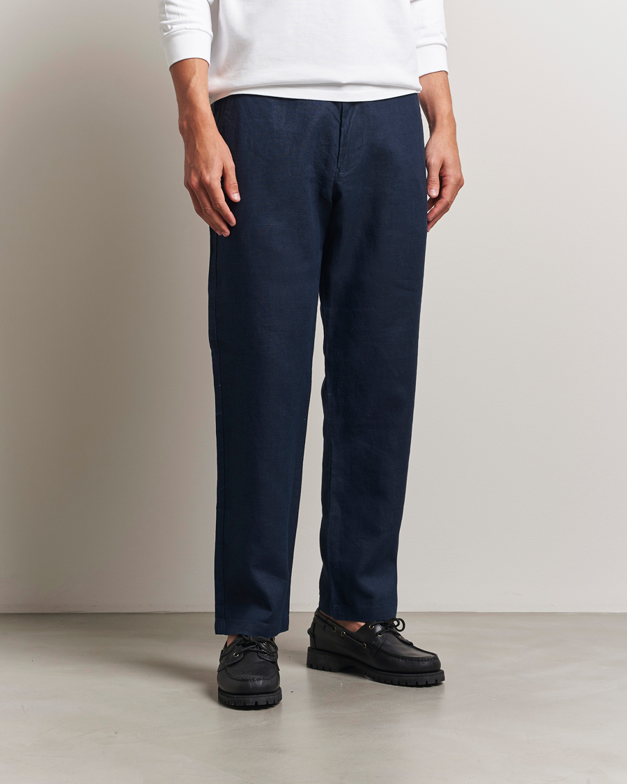 Uomini | Pantaloni | NN07 | Aden Regular Fit Linen Chinos Navy Blue