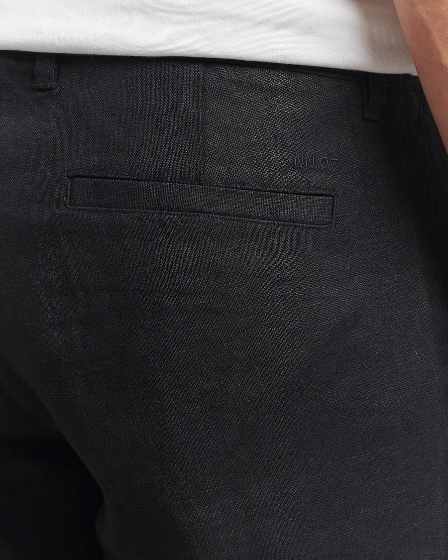 Uomini | Pantaloni | NN07 | Aden Regular Fit Linen Chinos Black