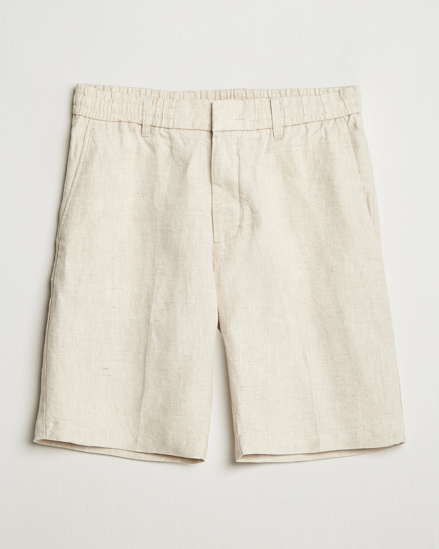 Uomini | Pantaloncini | NN07 | Billie Pleated Linen Drawstring Shorts Oat