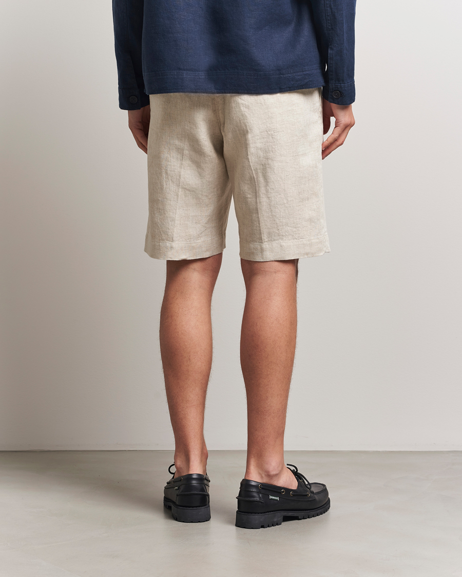Uomini | Pantaloncini | NN07 | Billie Pleated Linen Drawstring Shorts Oat