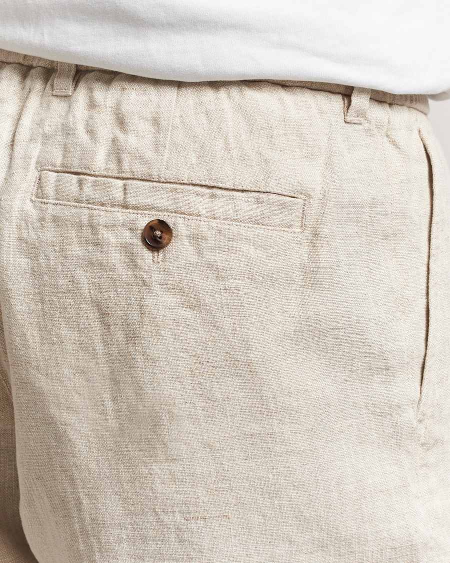 Uomini | Pantaloncini | NN07 | Billie Pleated Linen Drawstring Shorts Oat