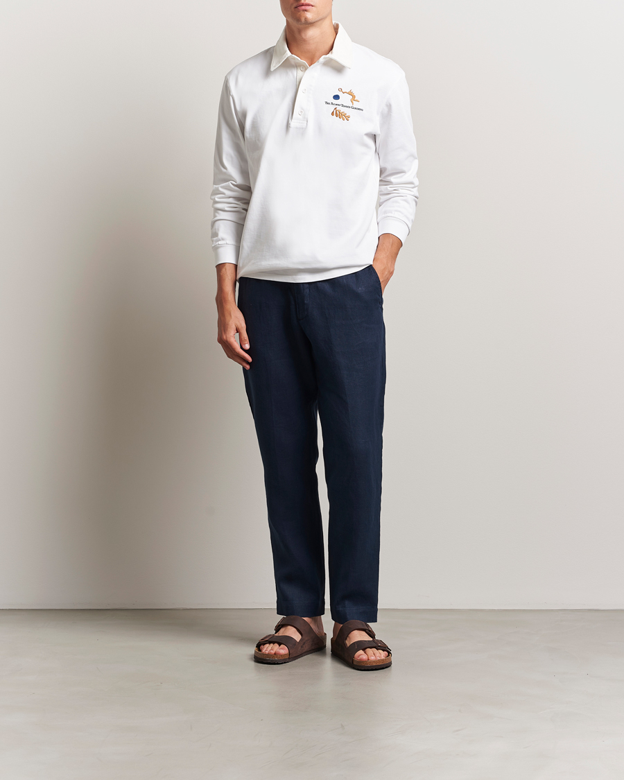 Uomini | Pantaloni | NN07 | Billie Linen Drawstring Trousers Navy Blue