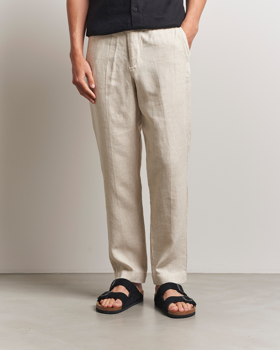 Uomini | Pantaloni | NN07 | Billie Linen Drawstring Trousers Oat